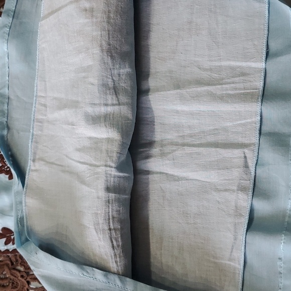 Blue Tassel collection silk Blend top. Blue with Black enbroidery. Size XS. - Picture 5 of 9